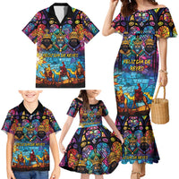 Epiphany Three Kings Day Family Matching Mermaid Dress and Hawaiian Shirt Stained Glass Window Style