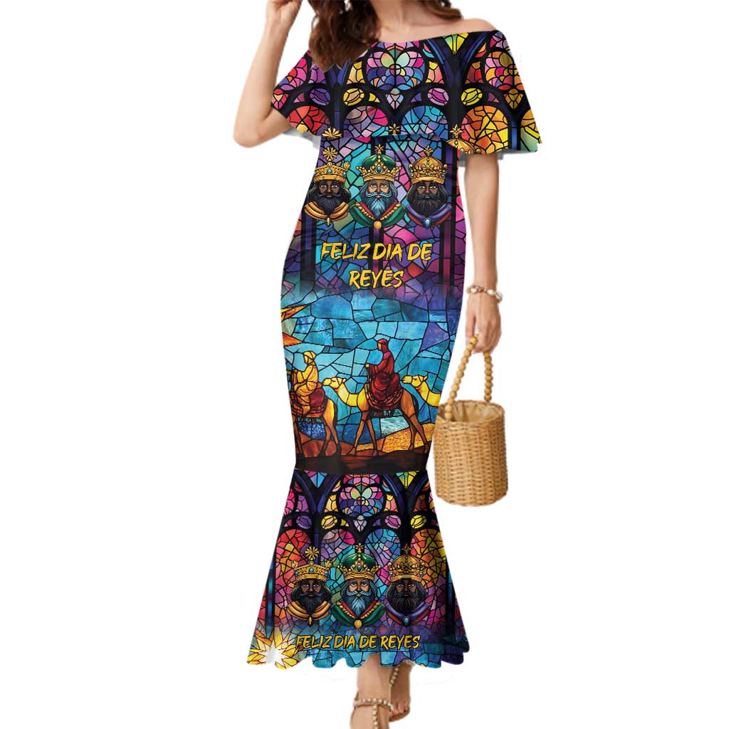 Epiphany Three Kings Day Family Matching Mermaid Dress and Hawaiian Shirt Stained Glass Window Style