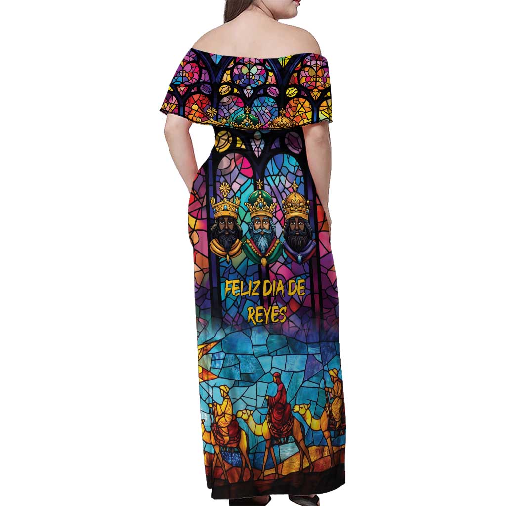 Epiphany Three Kings Day Family Matching Off Shoulder Maxi Dress and Hawaiian Shirt Stained Glass Window Style LT9 - Wonder Print Shop
