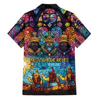 Epiphany Three Kings Day Family Matching Short Sleeve Bodycon Dress and Hawaiian Shirt Stained Glass Window Style - Wonder Print Shop