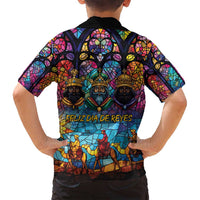 Epiphany Three Kings Day Family Matching Tank Maxi Dress and Hawaiian Shirt Stained Glass Window Style - Wonder Print Shop