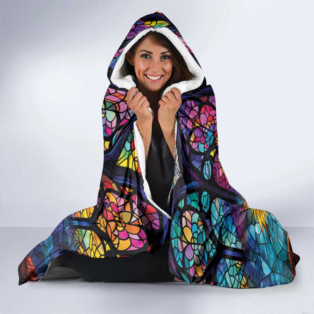 Epiphany Three Kings Day Hooded Blanket Stained Glass Window Style - Wonder Print Shop