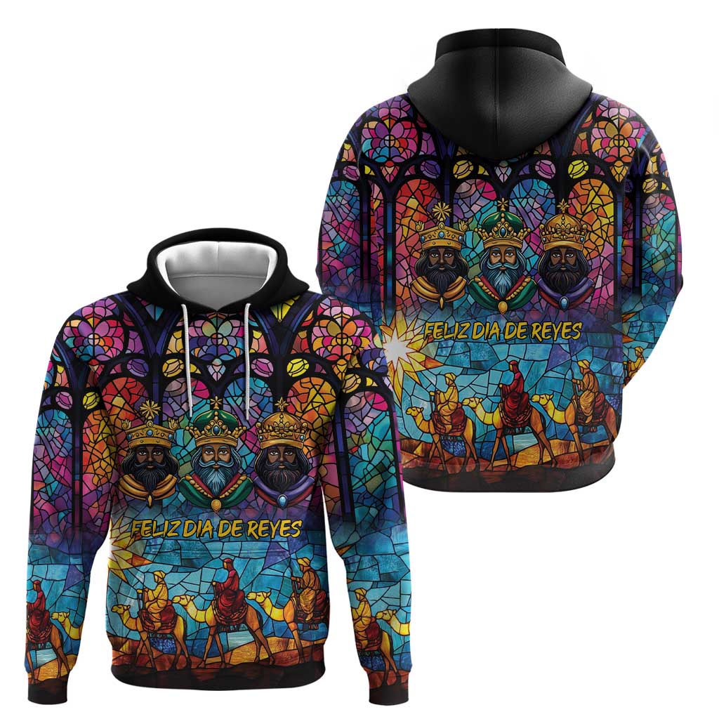 Epiphany Three Kings Day Hoodie Stained Glass Window Style - Wonder Print Shop