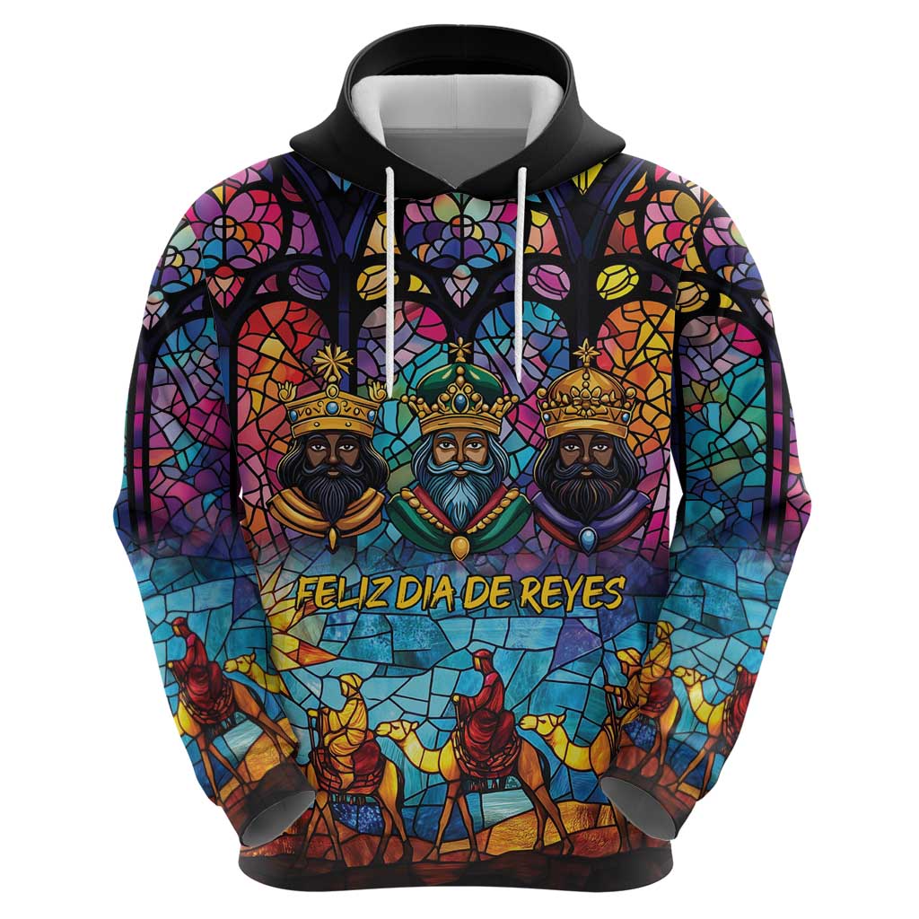 Epiphany Three Kings Day Hoodie Stained Glass Window Style - Wonder Print Shop