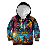 Epiphany Three Kings Day Kid Hoodie Stained Glass Window Style - Wonder Print Shop
