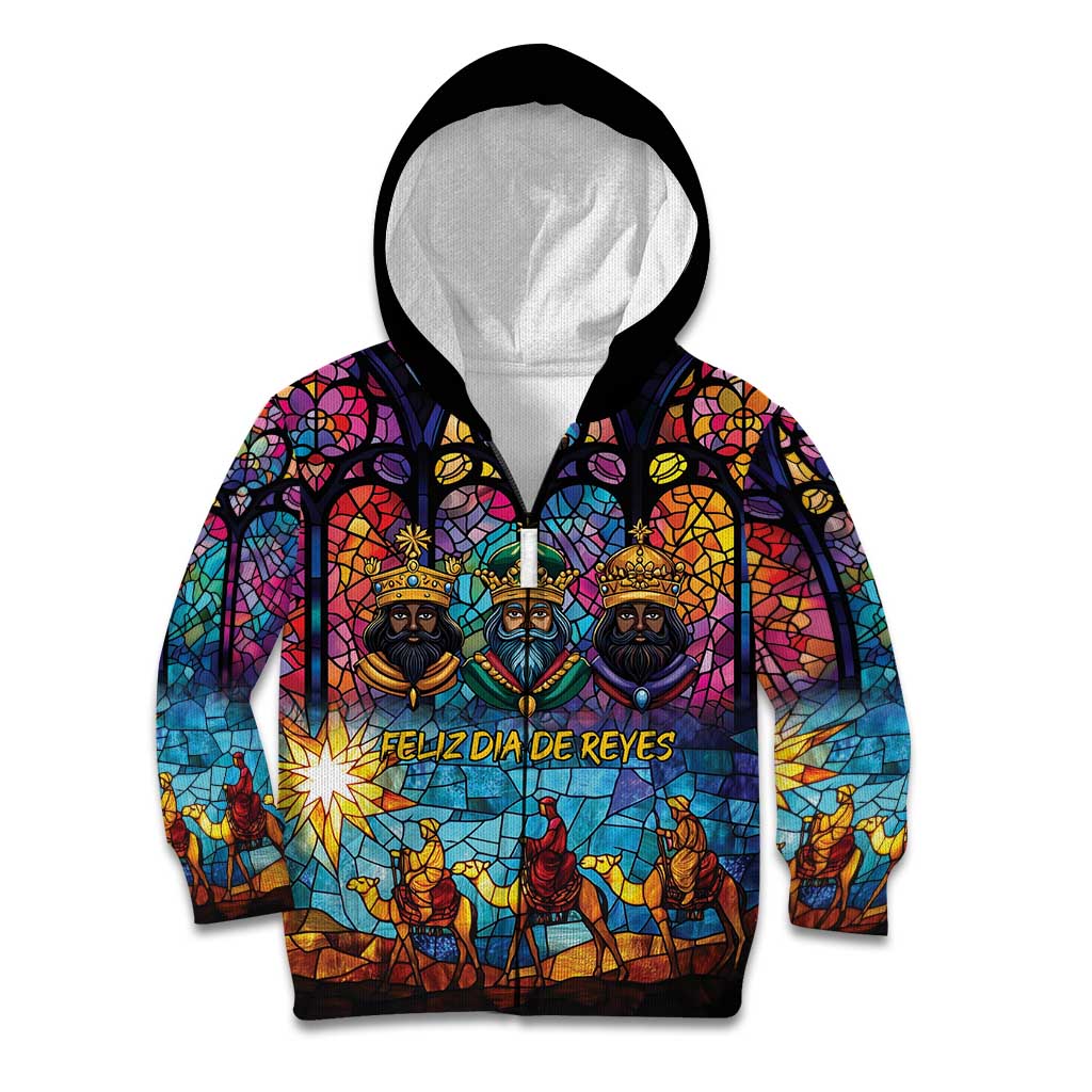 Epiphany Three Kings Day Kid Hoodie Stained Glass Window Style - Wonder Print Shop