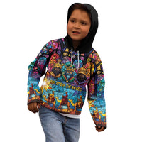 Epiphany Three Kings Day Kid Hoodie Stained Glass Window Style - Wonder Print Shop