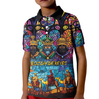 Epiphany Three Kings Day Kid Polo Shirt Stained Glass Window Style - Wonder Print Shop