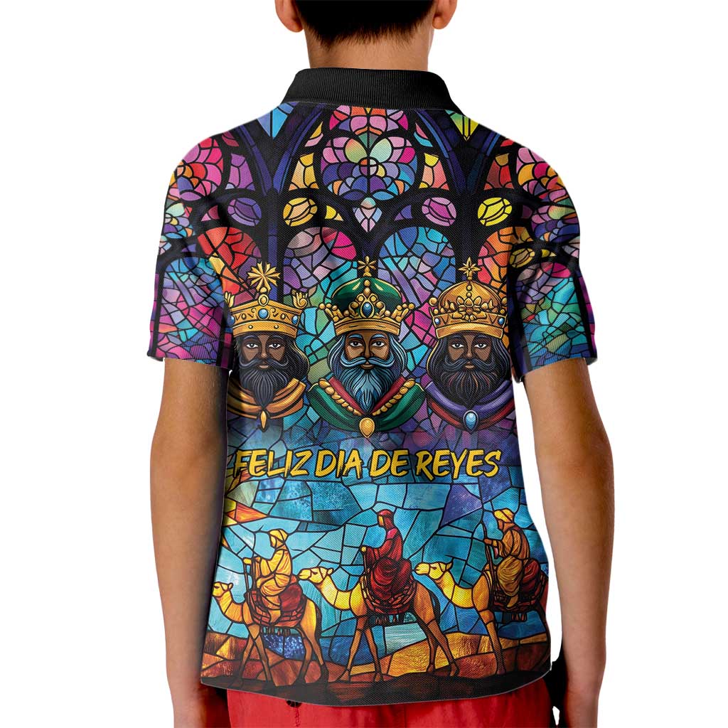 Epiphany Three Kings Day Kid Polo Shirt Stained Glass Window Style - Wonder Print Shop