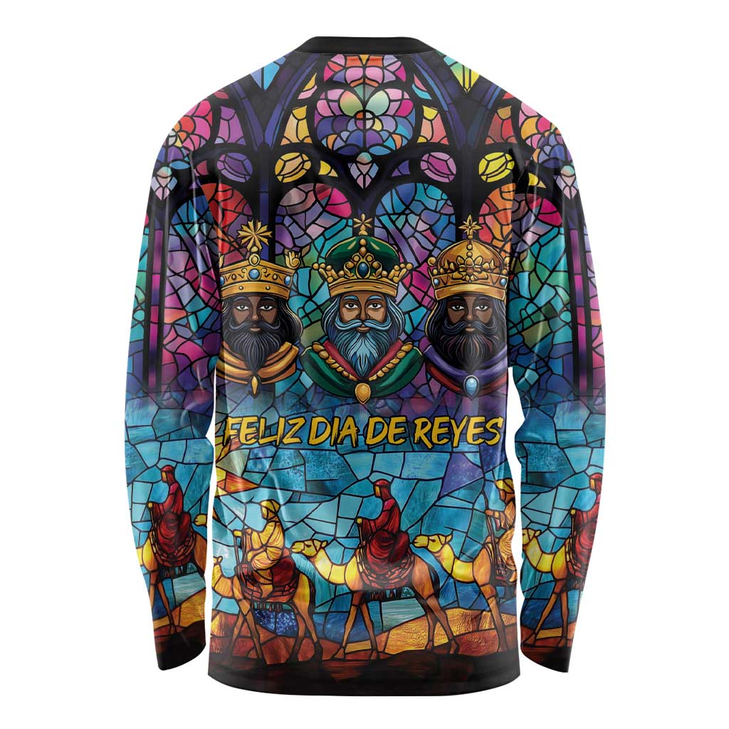 Epiphany Three Kings Day Long Sleeve Shirt Stained Glass Window Style - Wonder Print Shop