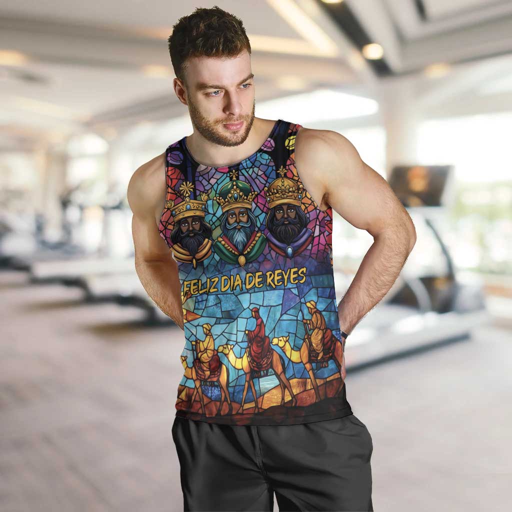 Epiphany Three Kings Day Men Tank Top Stained Glass Window Style - Wonder Print Shop