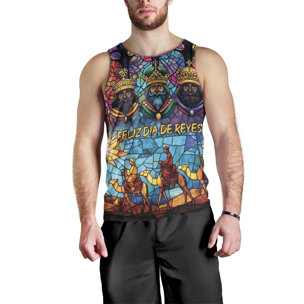 Epiphany Three Kings Day Men Tank Top Stained Glass Window Style - Wonder Print Shop
