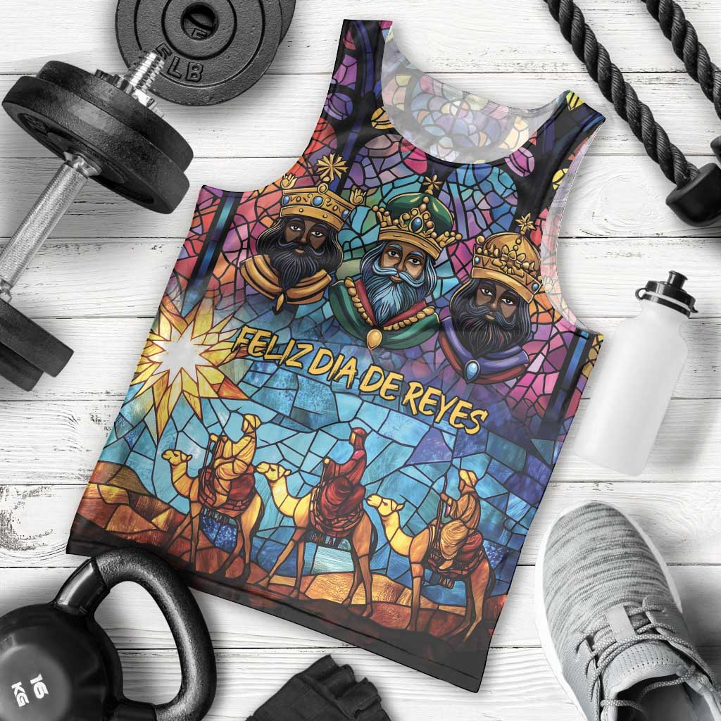 Epiphany Three Kings Day Men Tank Top Stained Glass Window Style - Wonder Print Shop