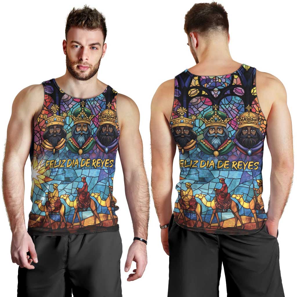 Epiphany Three Kings Day Men Tank Top Stained Glass Window Style - Wonder Print Shop