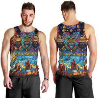 Epiphany Three Kings Day Men Tank Top Stained Glass Window Style - Wonder Print Shop