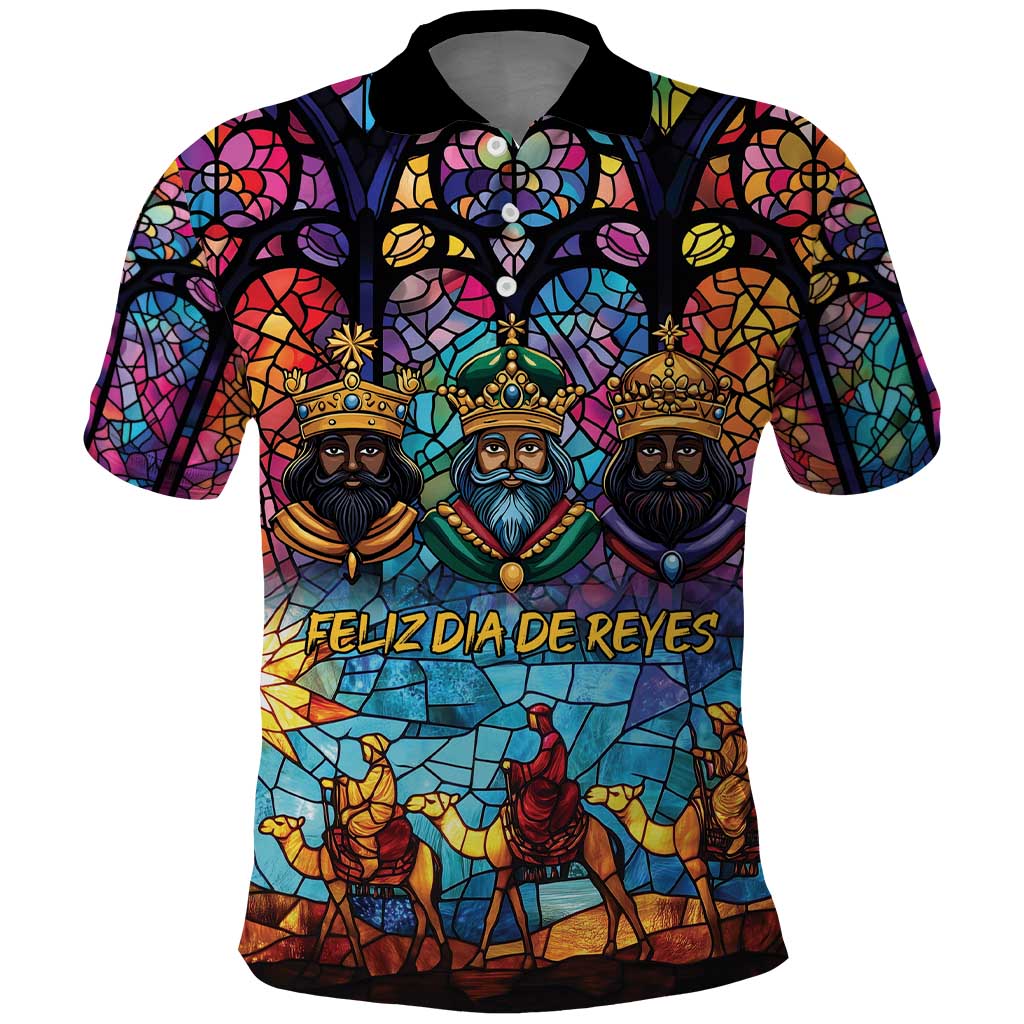Epiphany Three Kings Day Polo Shirt Stained Glass Window Style - Wonder Print Shop