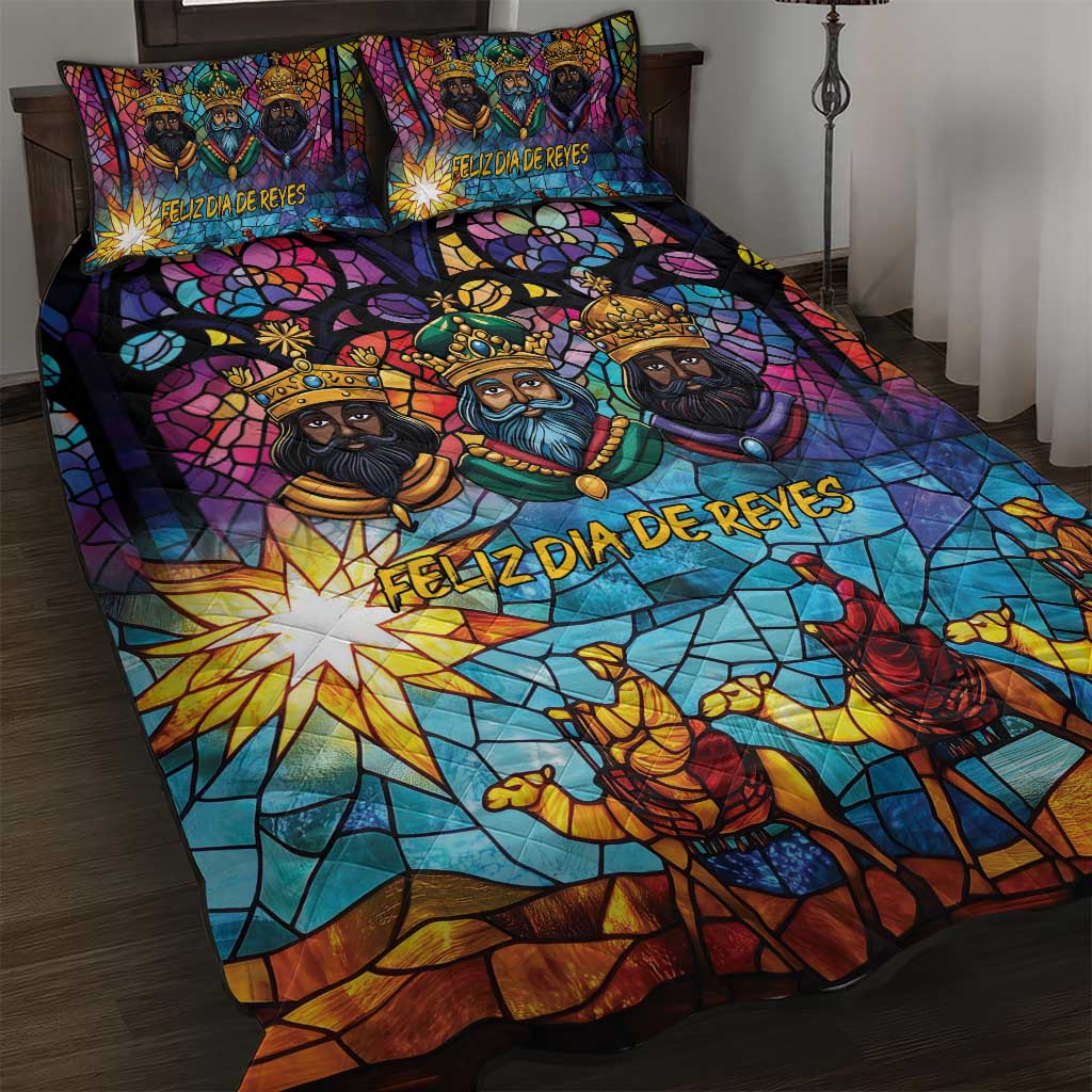 Epiphany Three Kings Day Quilt Bed Set Stained Glass Window Style - Wonder Print Shop