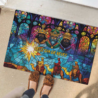 Epiphany Three Kings Day Rubber Doormat Stained Glass Window Style - Wonder Print Shop