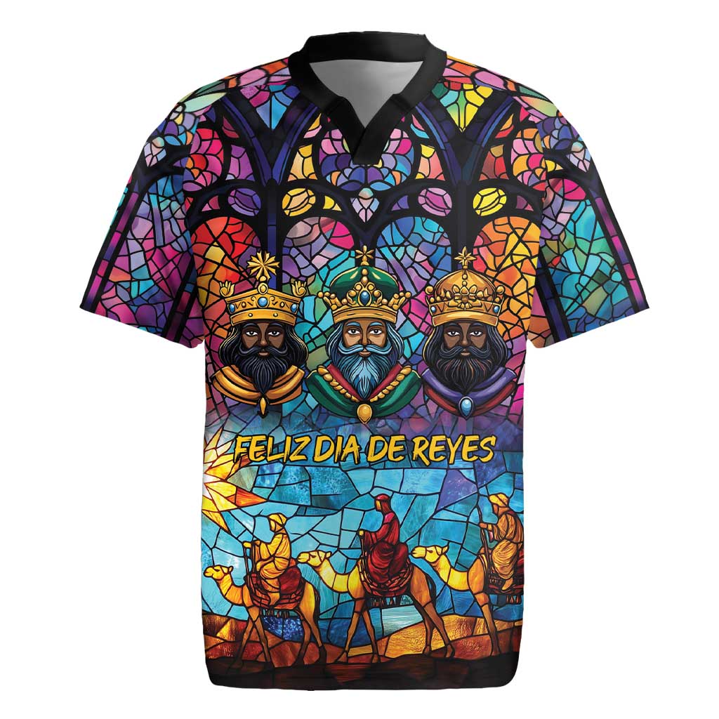 Epiphany Three Kings Day Rugby Jersey Stained Glass Window Style - Wonder Print Shop