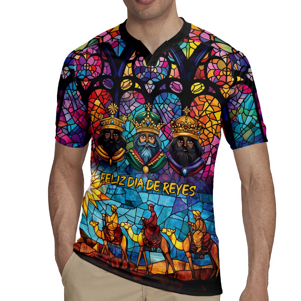 Epiphany Three Kings Day Rugby Jersey Stained Glass Window Style - Wonder Print Shop