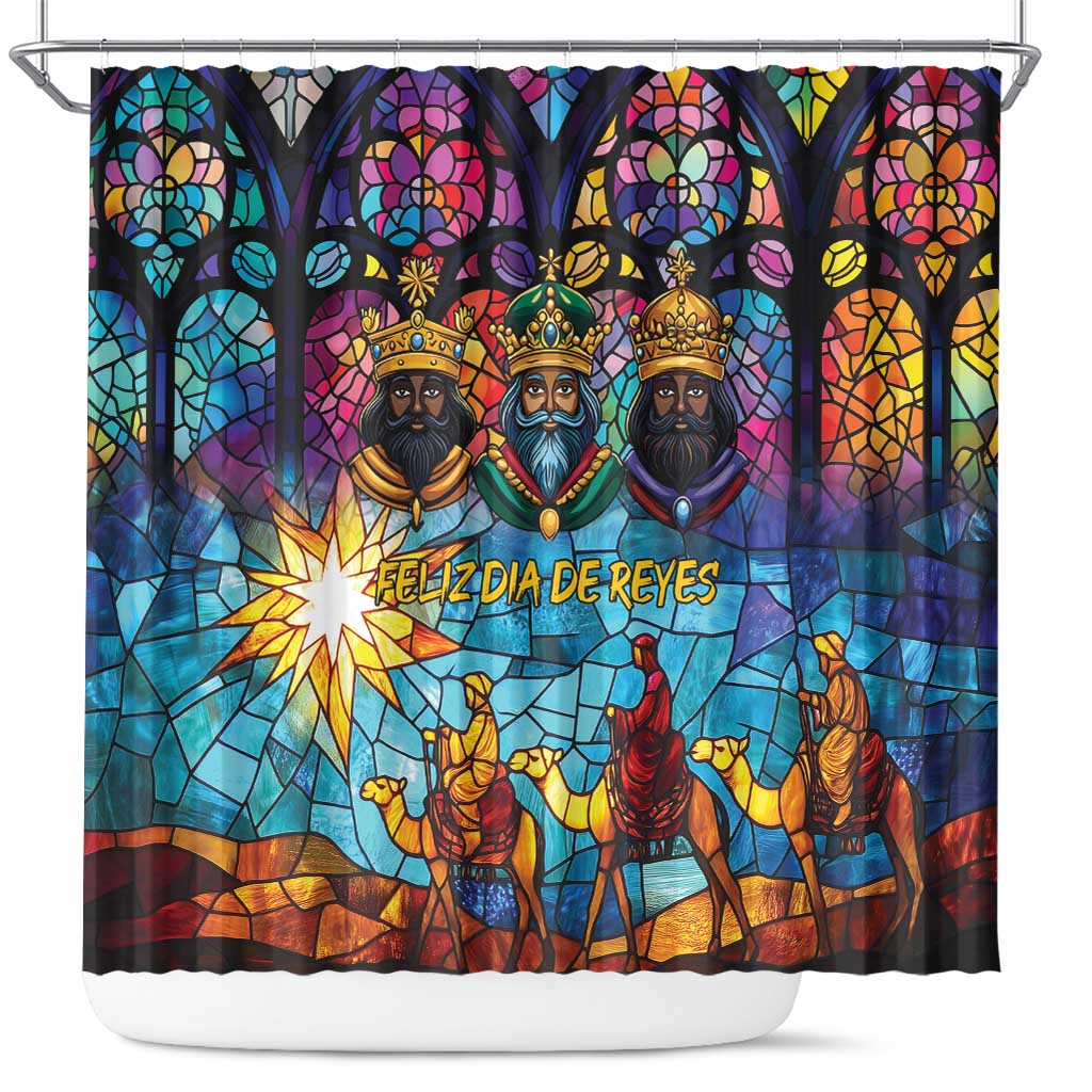 Epiphany Three Kings Day Shower Curtain Stained Glass Window Style - Wonder Print Shop