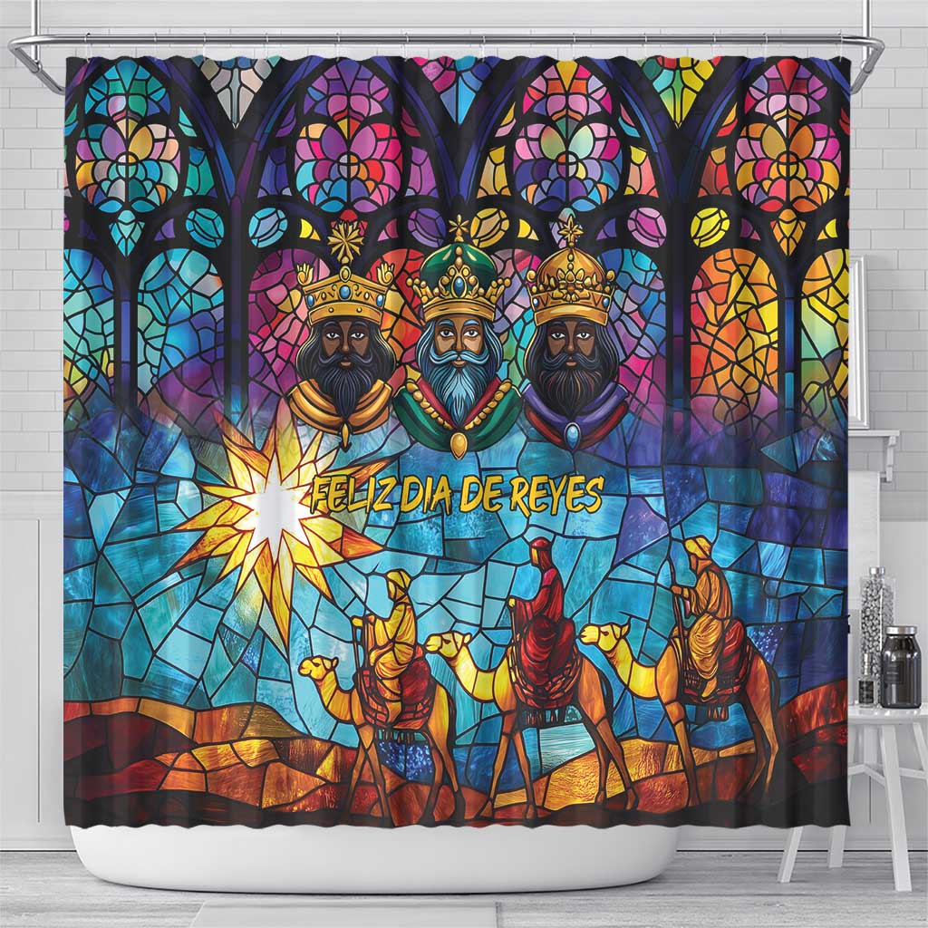 Epiphany Three Kings Day Shower Curtain Stained Glass Window Style - Wonder Print Shop