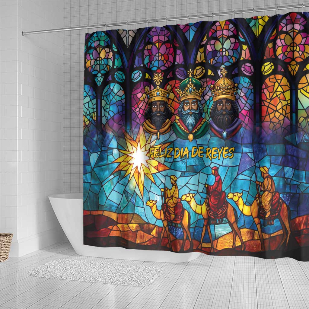 Epiphany Three Kings Day Shower Curtain Stained Glass Window Style - Wonder Print Shop