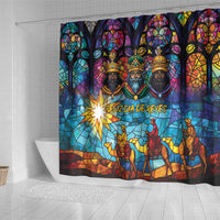 Epiphany Three Kings Day Shower Curtain Stained Glass Window Style - Wonder Print Shop