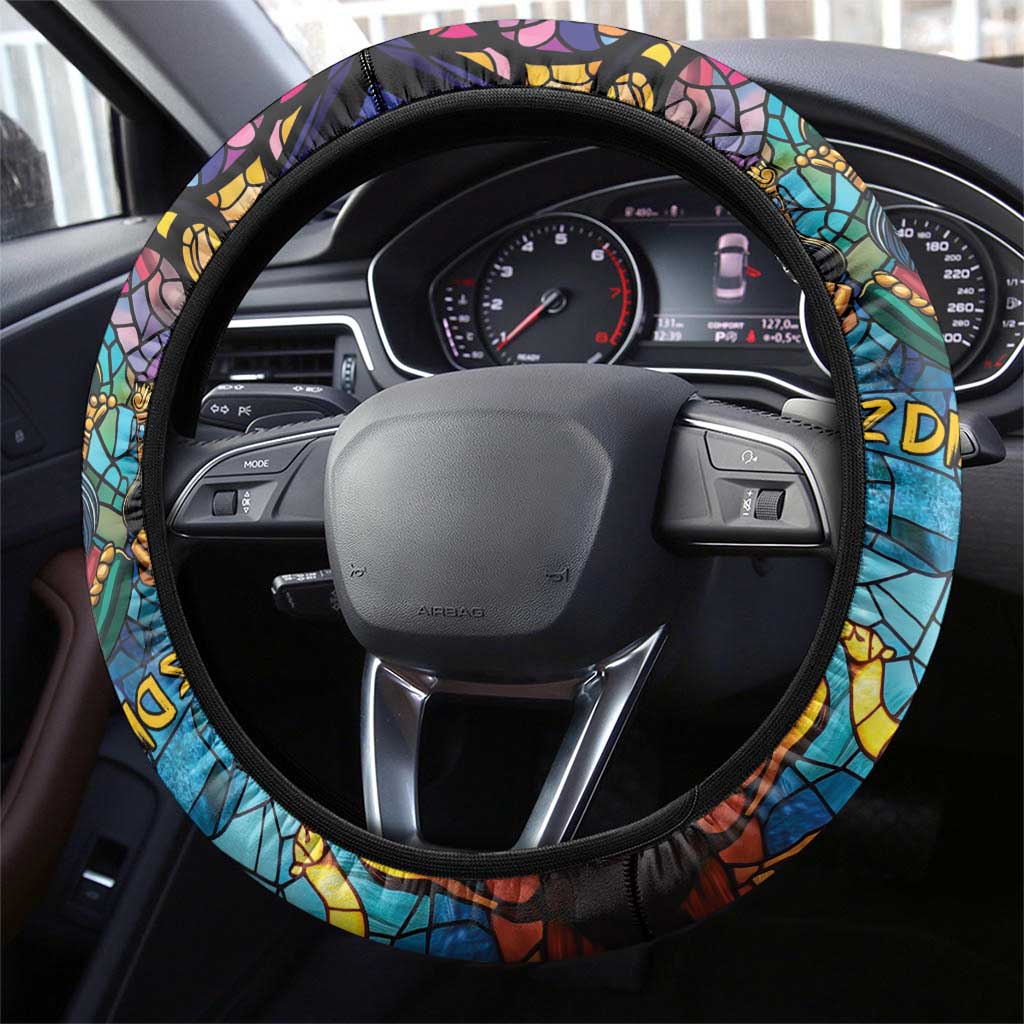 Epiphany Three Kings Day Steering Wheel Cover Stained Glass Window Style - Wonder Print Shop