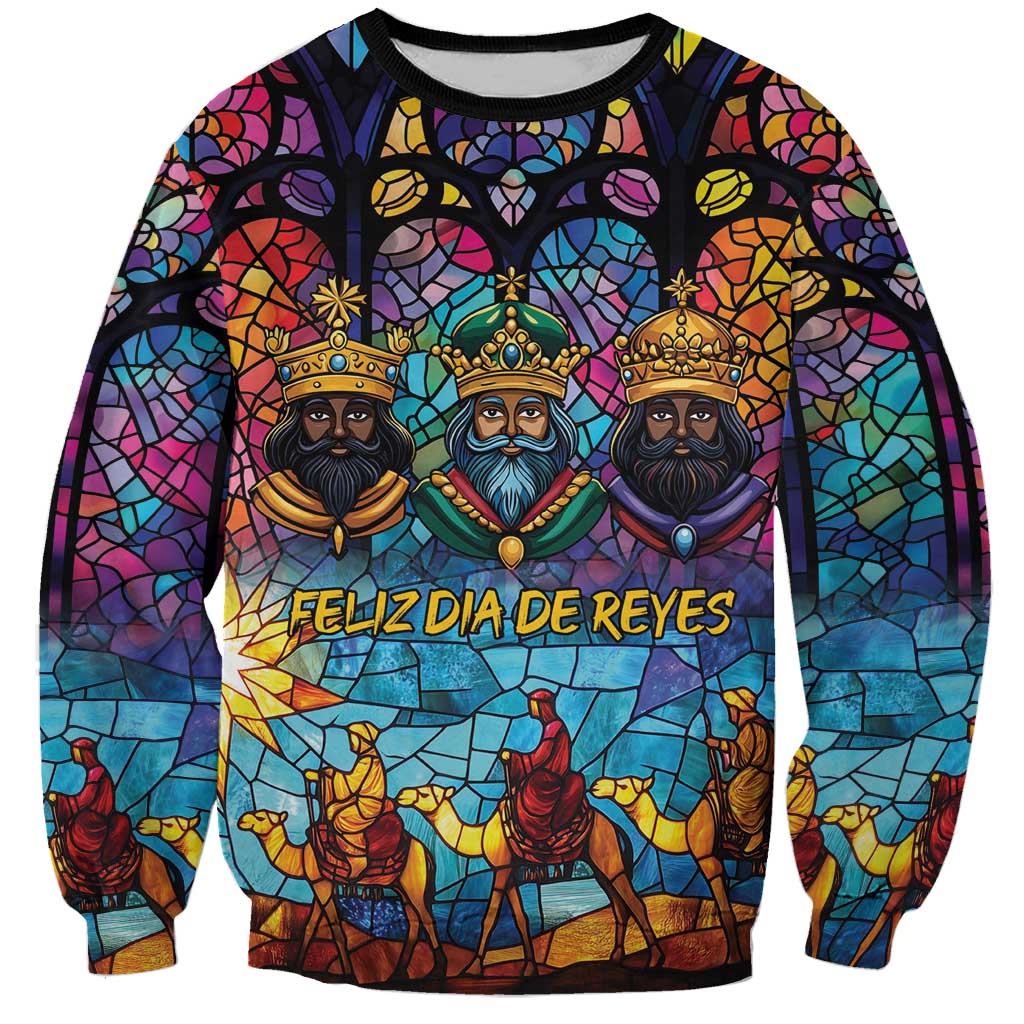 Epiphany Three Kings Day Sweatshirt Stained Glass Window Style - Wonder Print Shop
