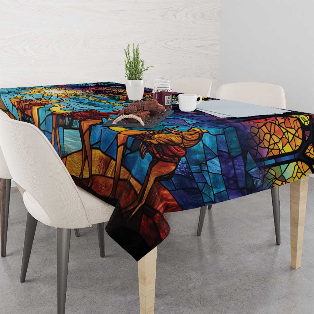 Epiphany Three Kings Day Tablecloth Stained Glass Window Style - Wonder Print Shop