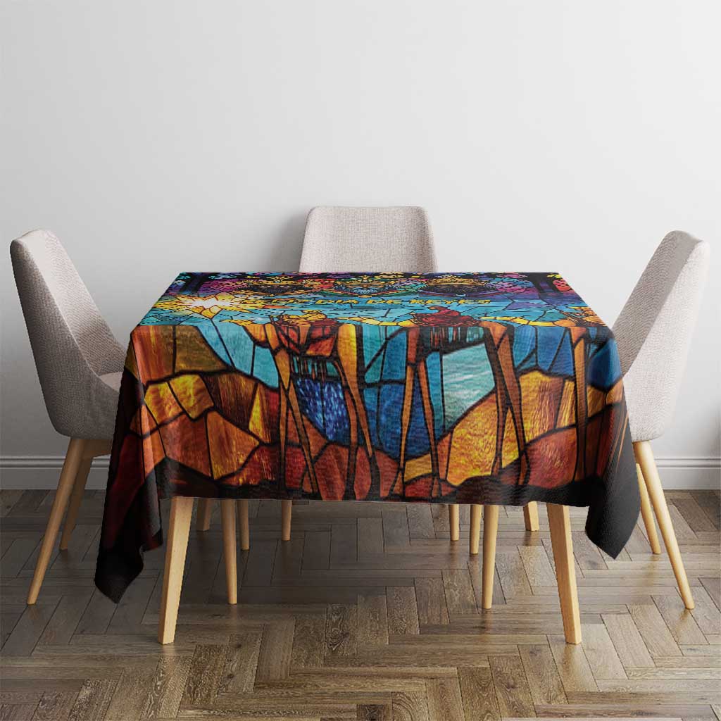 Epiphany Three Kings Day Tablecloth Stained Glass Window Style - Wonder Print Shop