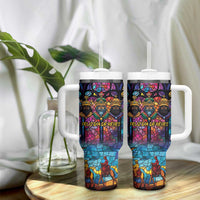 Epiphany Three Kings Day Tumbler With Handle Stained Glass Window Style - Wonder Print Shop