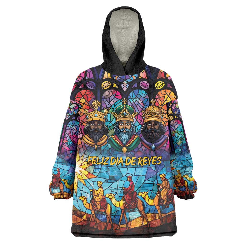 Epiphany Three Kings Day Wearable Blanket Hoodie Stained Glass Window Style - Wonder Print Shop