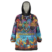 Epiphany Three Kings Day Wearable Blanket Hoodie Stained Glass Window Style - Wonder Print Shop