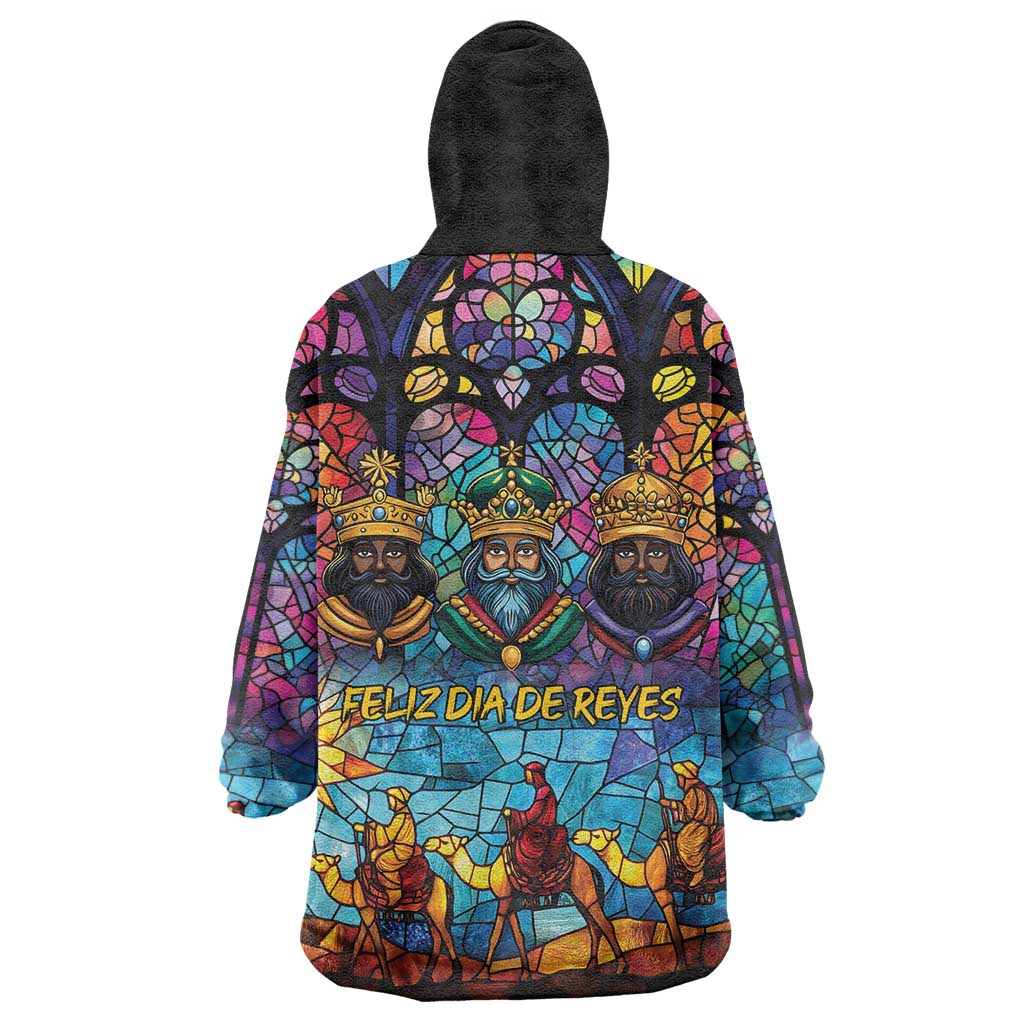 Epiphany Three Kings Day Wearable Blanket Hoodie Stained Glass Window Style - Wonder Print Shop