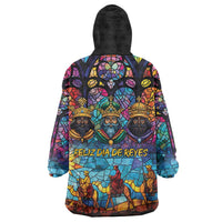 Epiphany Three Kings Day Wearable Blanket Hoodie Stained Glass Window Style - Wonder Print Shop