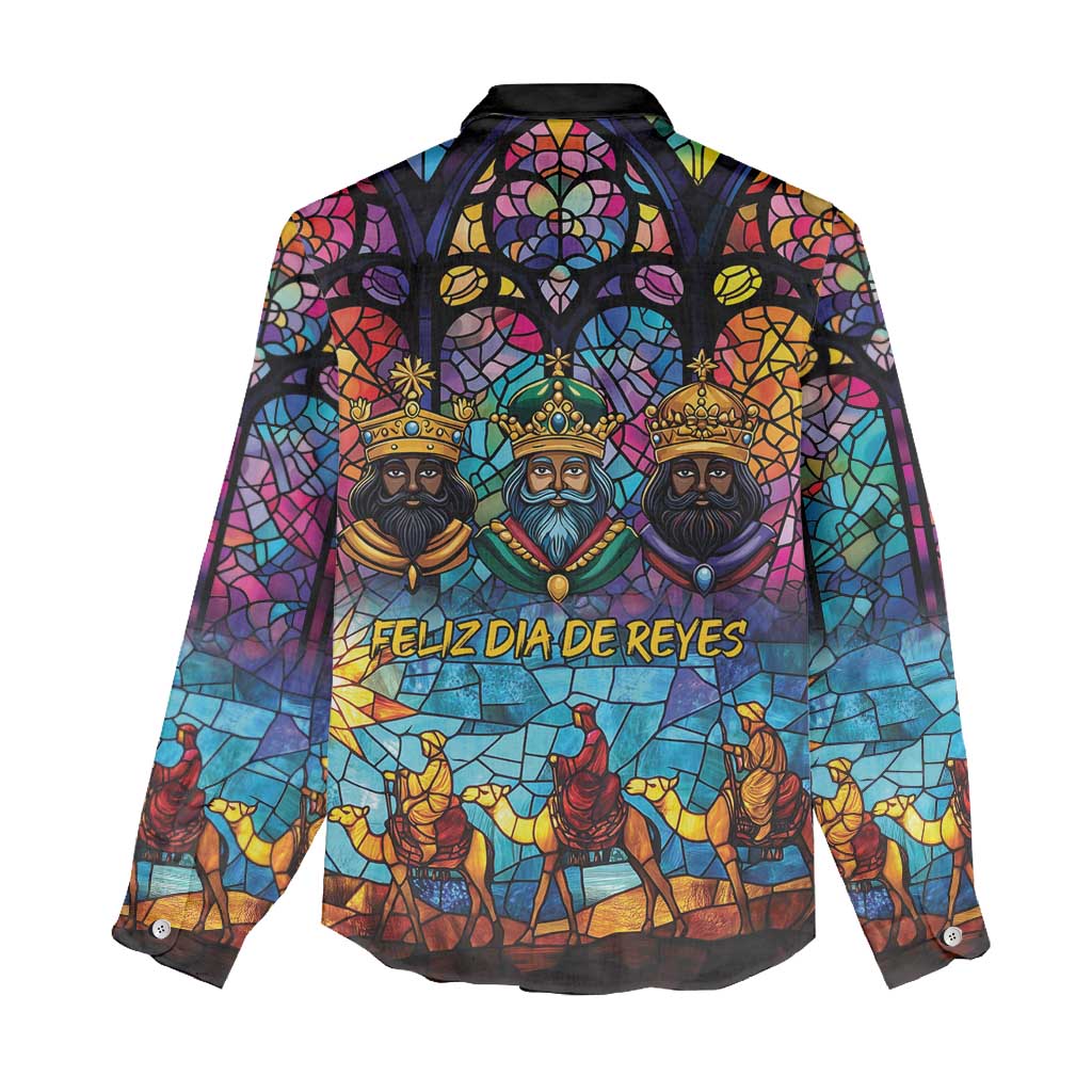 Epiphany Three Kings Day Women Casual Shirt Stained Glass Window Style - Wonder Print Shop