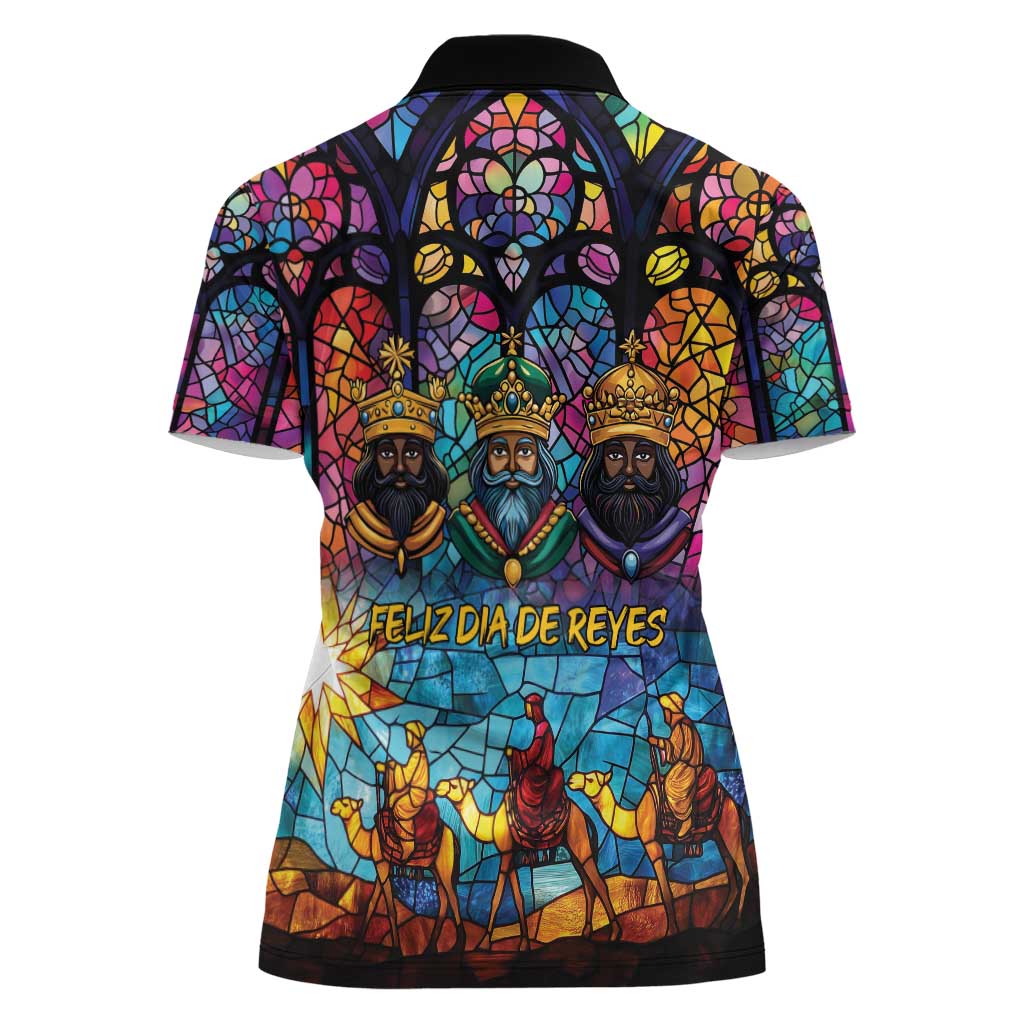 Epiphany Three Kings Day Women Polo Shirt Stained Glass Window Style - Wonder Print Shop