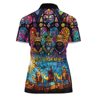 Epiphany Three Kings Day Women Polo Shirt Stained Glass Window Style - Wonder Print Shop