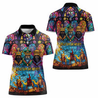 Epiphany Three Kings Day Women Polo Shirt Stained Glass Window Style - Wonder Print Shop