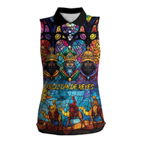 Epiphany Three Kings Day Women Sleeveless Polo Shirt Stained Glass Window Style - Wonder Print Shop