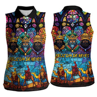Epiphany Three Kings Day Women Sleeveless Polo Shirt Stained Glass Window Style - Wonder Print Shop
