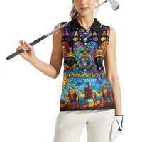 Epiphany Three Kings Day Women Sleeveless Polo Shirt Stained Glass Window Style - Wonder Print Shop