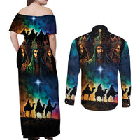 Feliz Dia De Reyes Three Kings Day Couples Matching Off Shoulder Maxi Dress and Long Sleeve Button Shirt Happy Epiphany Day