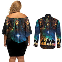 Feliz Dia De Reyes Three Kings Day Couples Matching Off Shoulder Short Dress and Long Sleeve Button Shirt Happy Epiphany Day