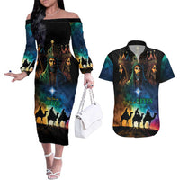 Feliz Dia De Reyes Three Kings Day Couples Matching Off The Shoulder Long Sleeve Dress and Hawaiian Shirt Happy Epiphany Day