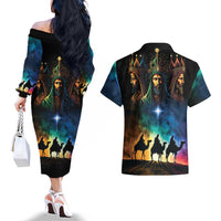 Feliz Dia De Reyes Three Kings Day Couples Matching Off The Shoulder Long Sleeve Dress and Hawaiian Shirt Happy Epiphany Day