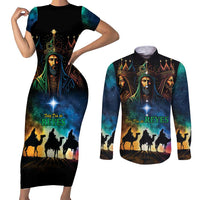 Feliz Dia De Reyes Three Kings Day Couples Matching Short Sleeve Bodycon Dress and Long Sleeve Button Shirt Happy Epiphany Day