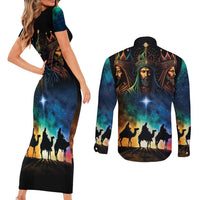 Feliz Dia De Reyes Three Kings Day Couples Matching Short Sleeve Bodycon Dress and Long Sleeve Button Shirt Happy Epiphany Day
